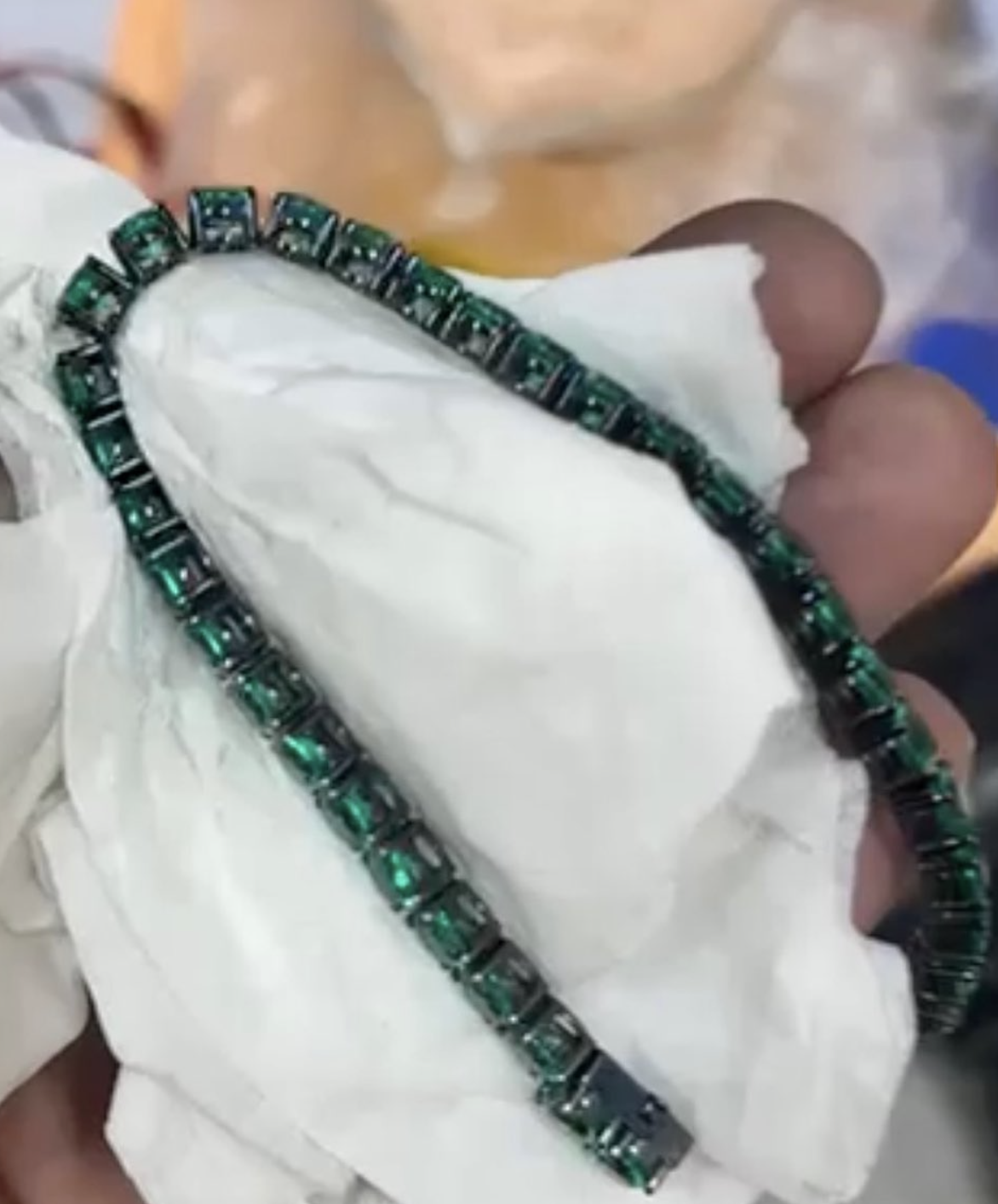 Green stone bracelet — cleaned and refined